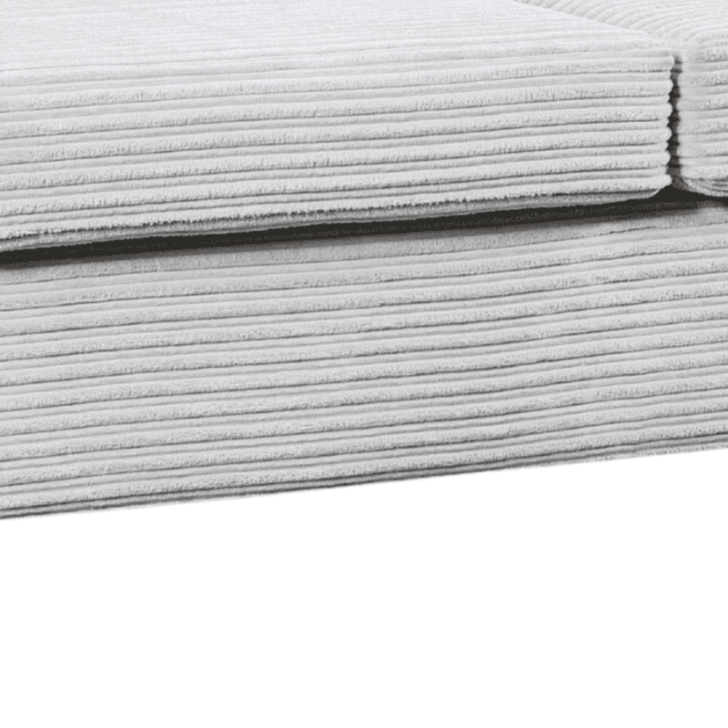 Stack of folded gray towels on a white background