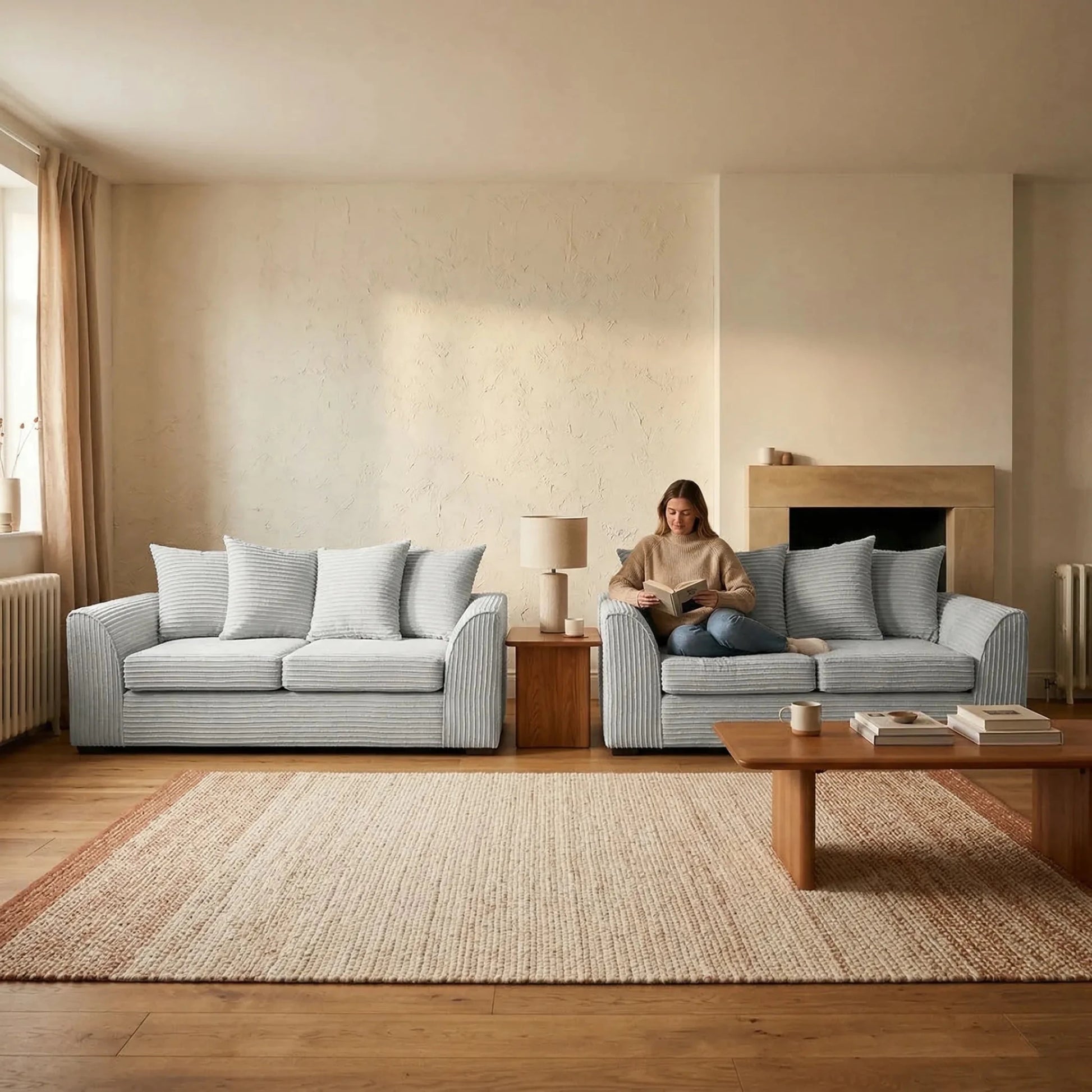Byron Shark Fabric 3+3 Seater Sofa Set - Furniture Instore