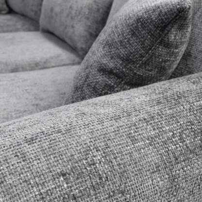 Close-up of a textured gray sofa