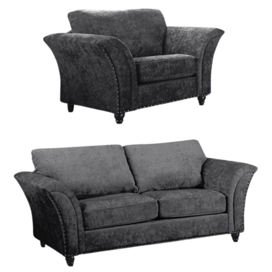 Two gray sofas on a white background