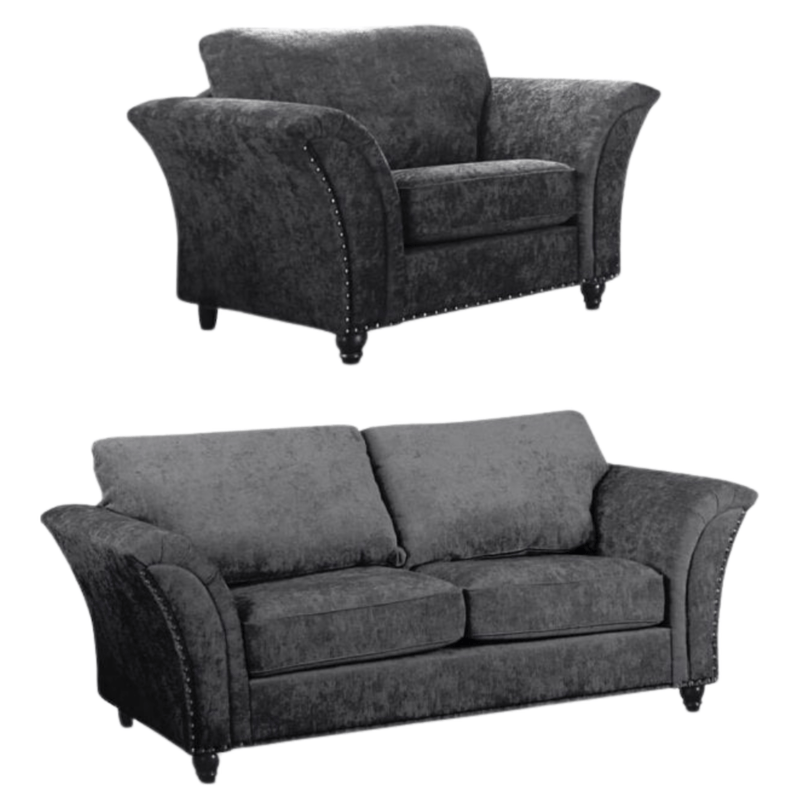 Two gray sofas on a white background