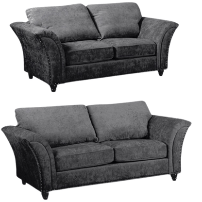 Two gray sofas on a white background