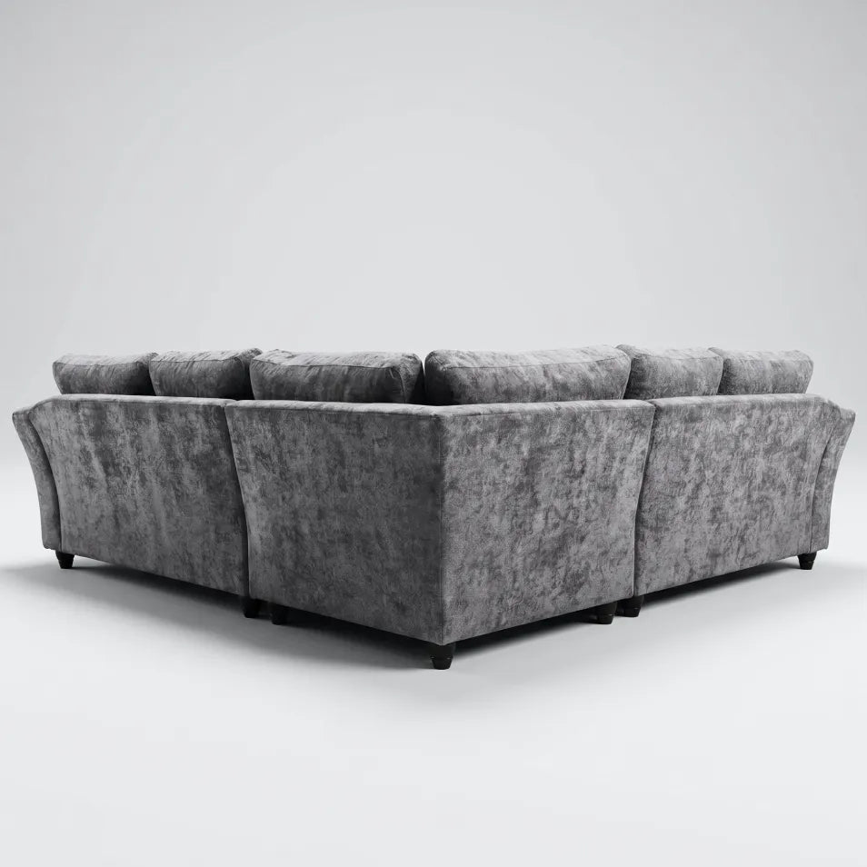 Canterbury Grey Fabric High Back Corner Sofa - Furniture Instore