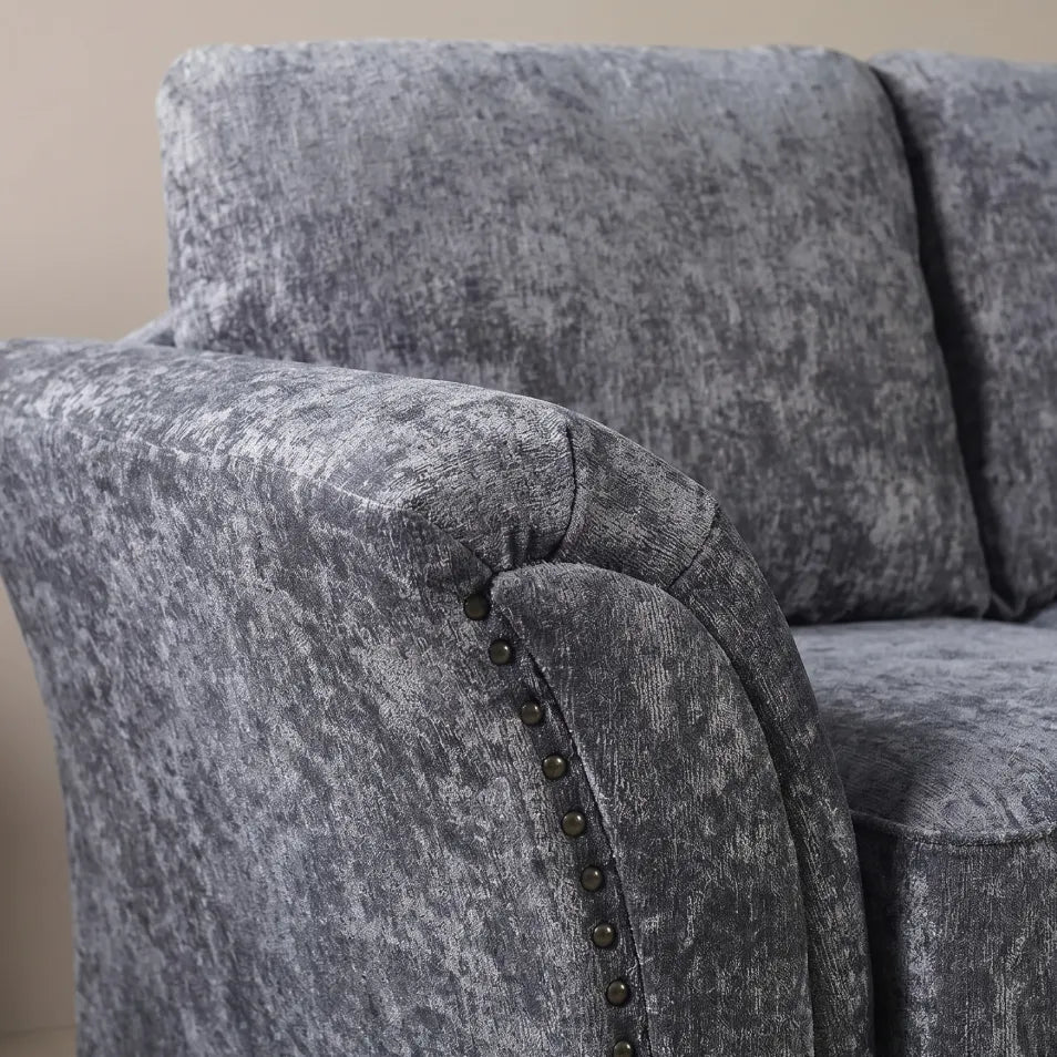 Canterbury Grey Fabric High Back Corner Sofa - Furniture Instore