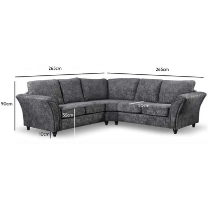 Canterbury Grey Fabric High Back Corner Sofa - Furniture Instore