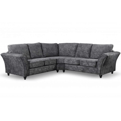 Canterbury Grey Fabric High Back Corner Sofa