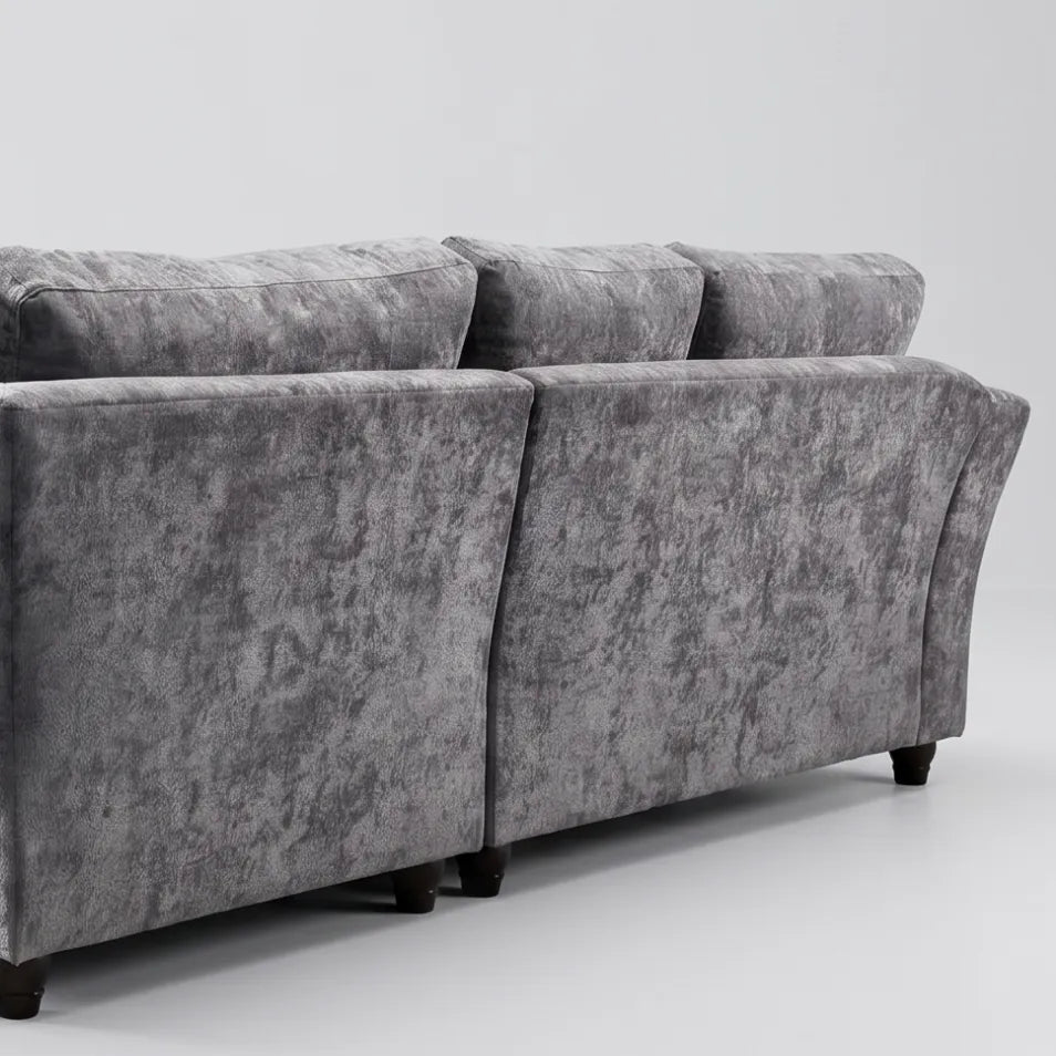 Canterbury Grey Fabric High Back Corner Sofa - Furniture Instore