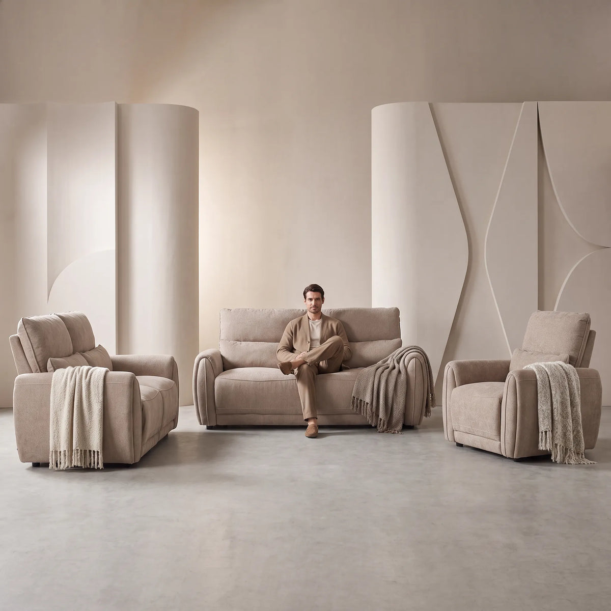 Carlisle Fabric Brown 3+2+1 Seater Sofa Set
