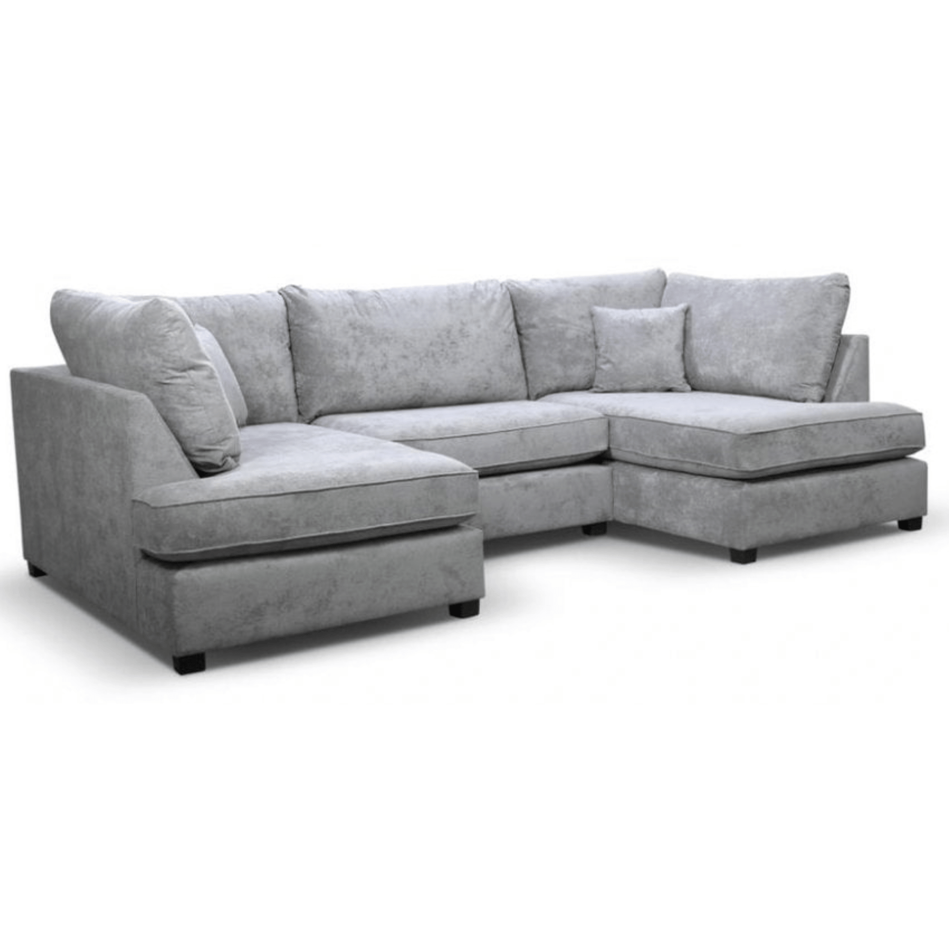 Gray sectional sofa on a white background