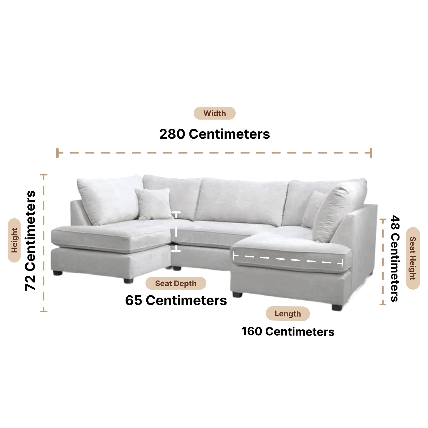 Carnaby Silver Fabric U Shape High Back Corner Sofa + Footstool - Furniture Instore