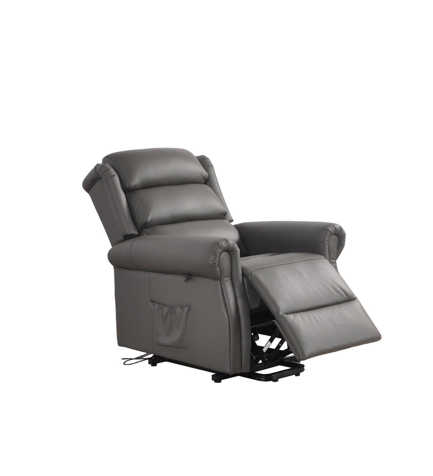 Kingsbury Genuine Leather Grey Rise & Recline Mobility Chair