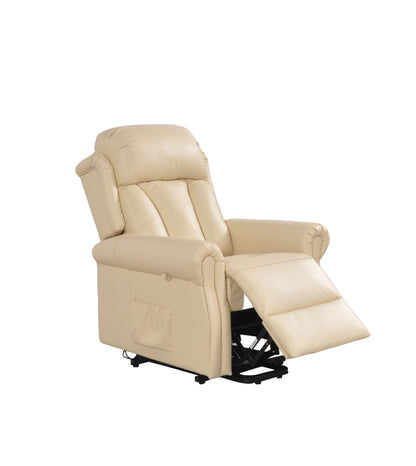 Hunson Genuine Leather Cream Rise & Recline Mobility Chair