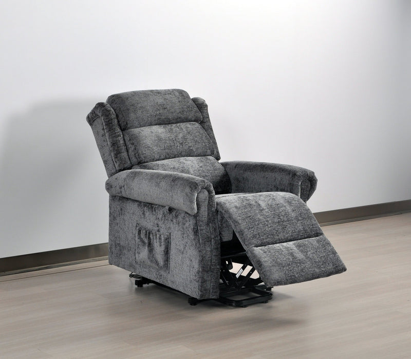 Kingsbury Light Grey Fabric Rise & Recline Mobility Chair - Furniture Instore