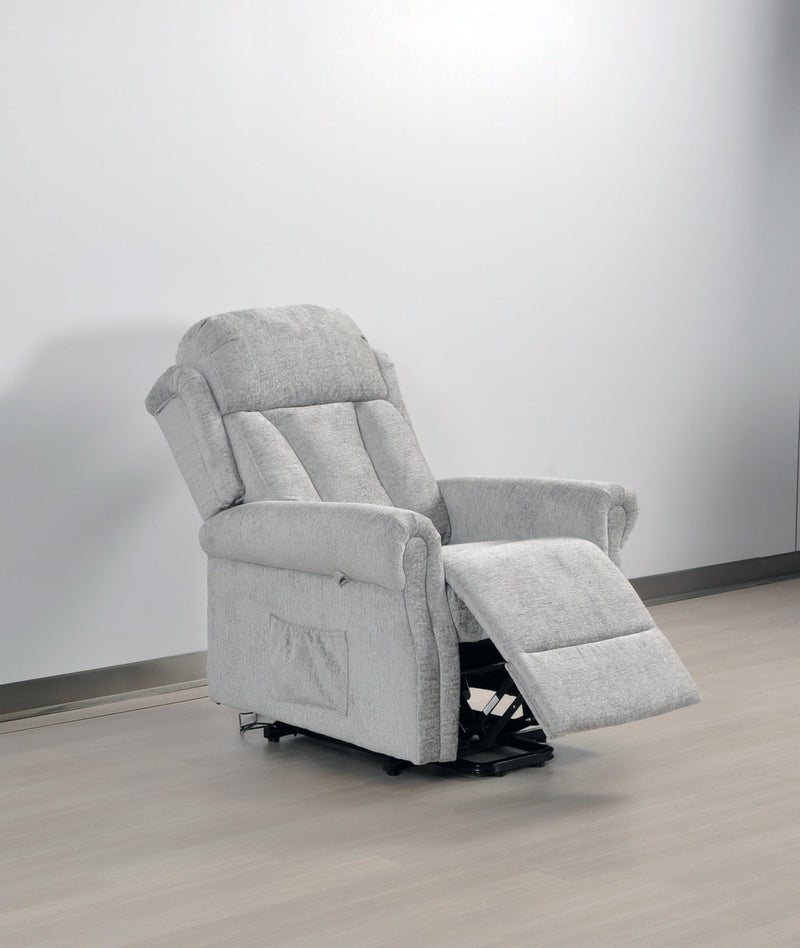 Hunson Light Grey Fabric Rise & Recline Mobility Chair - Furniture Instore
