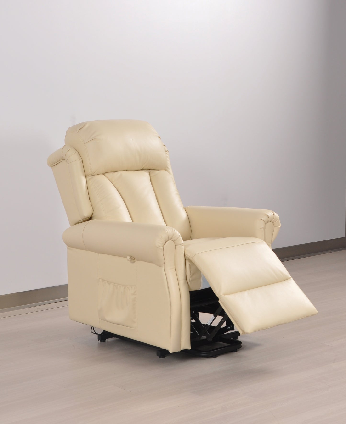 Hunson Genuine Leather Cream Rise & Recline Mobility Chair