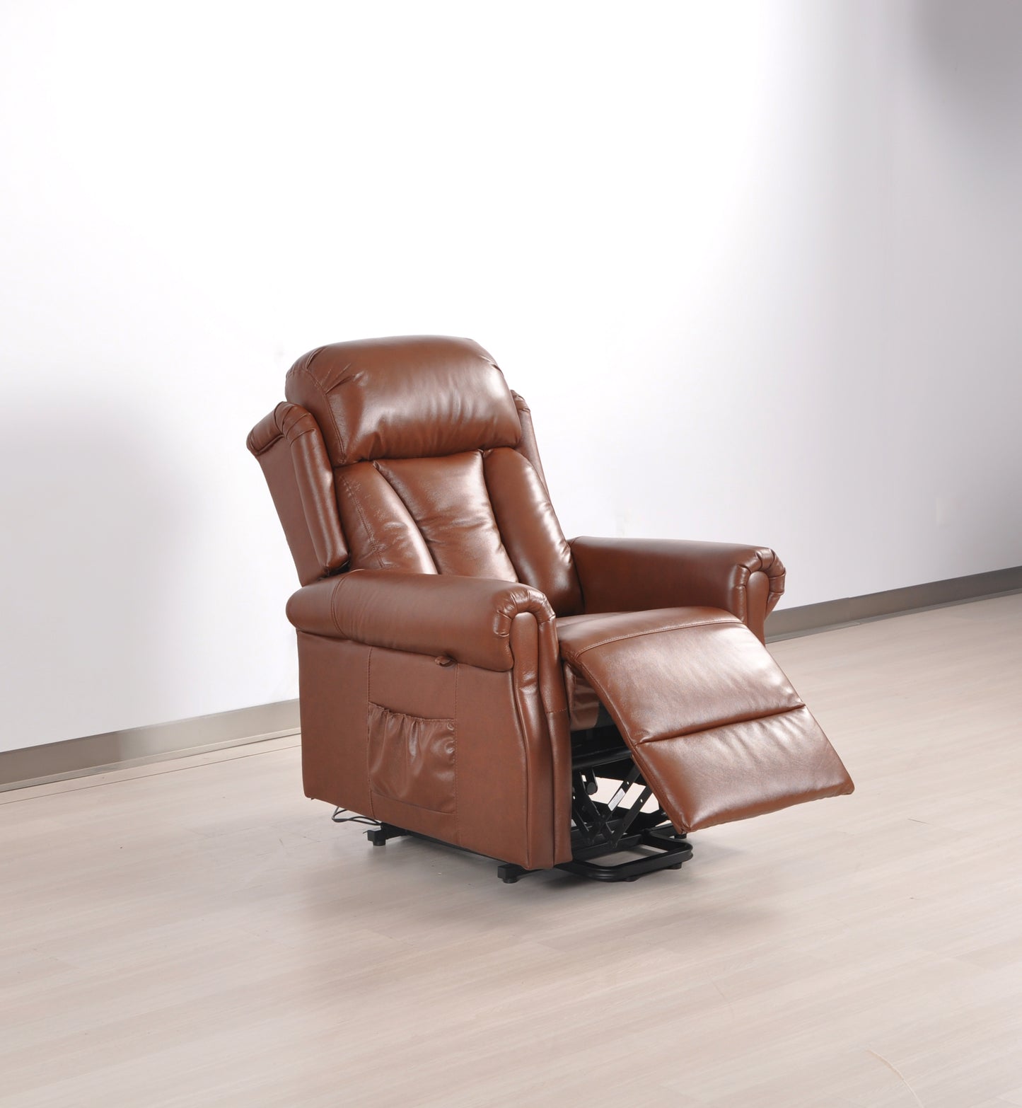 Hunson Genuine Leather Tan Rise & Recline Mobility Chair