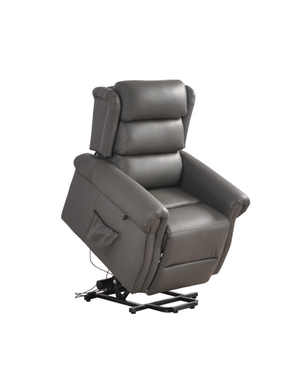 Kingsbury Genuine Leather Grey Rise & Recline Mobility Chair