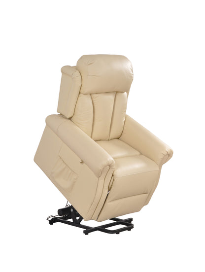 Hunson Genuine Leather Cream Rise & Recline Mobility Chair