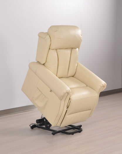 Hunson Genuine Leather Cream Rise & Recline Mobility Chair