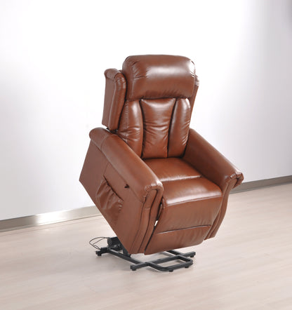 Hunson Genuine Leather Tan Rise & Recline Mobility Chair