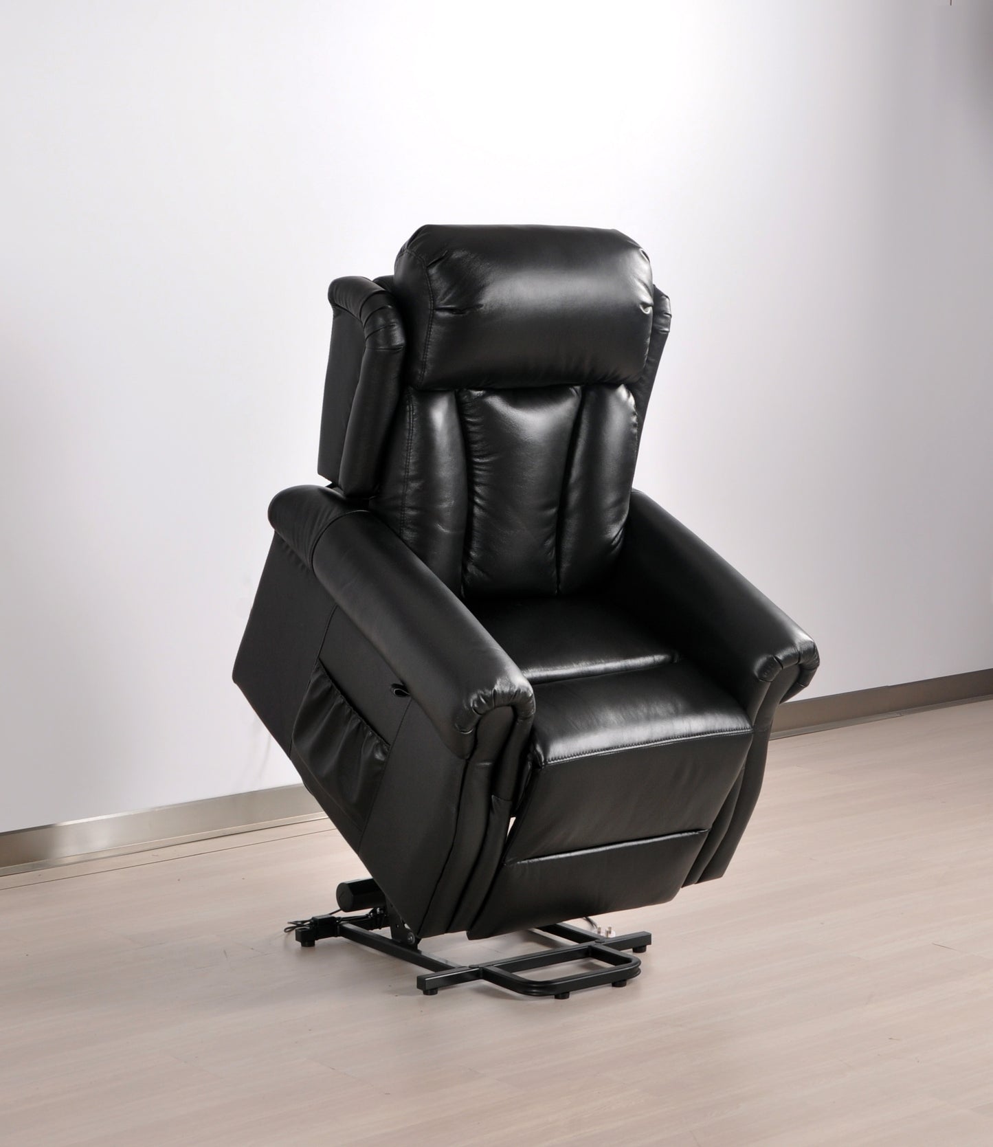 Hunson Genuine Leather Black Rise & Recline Mobility Chair