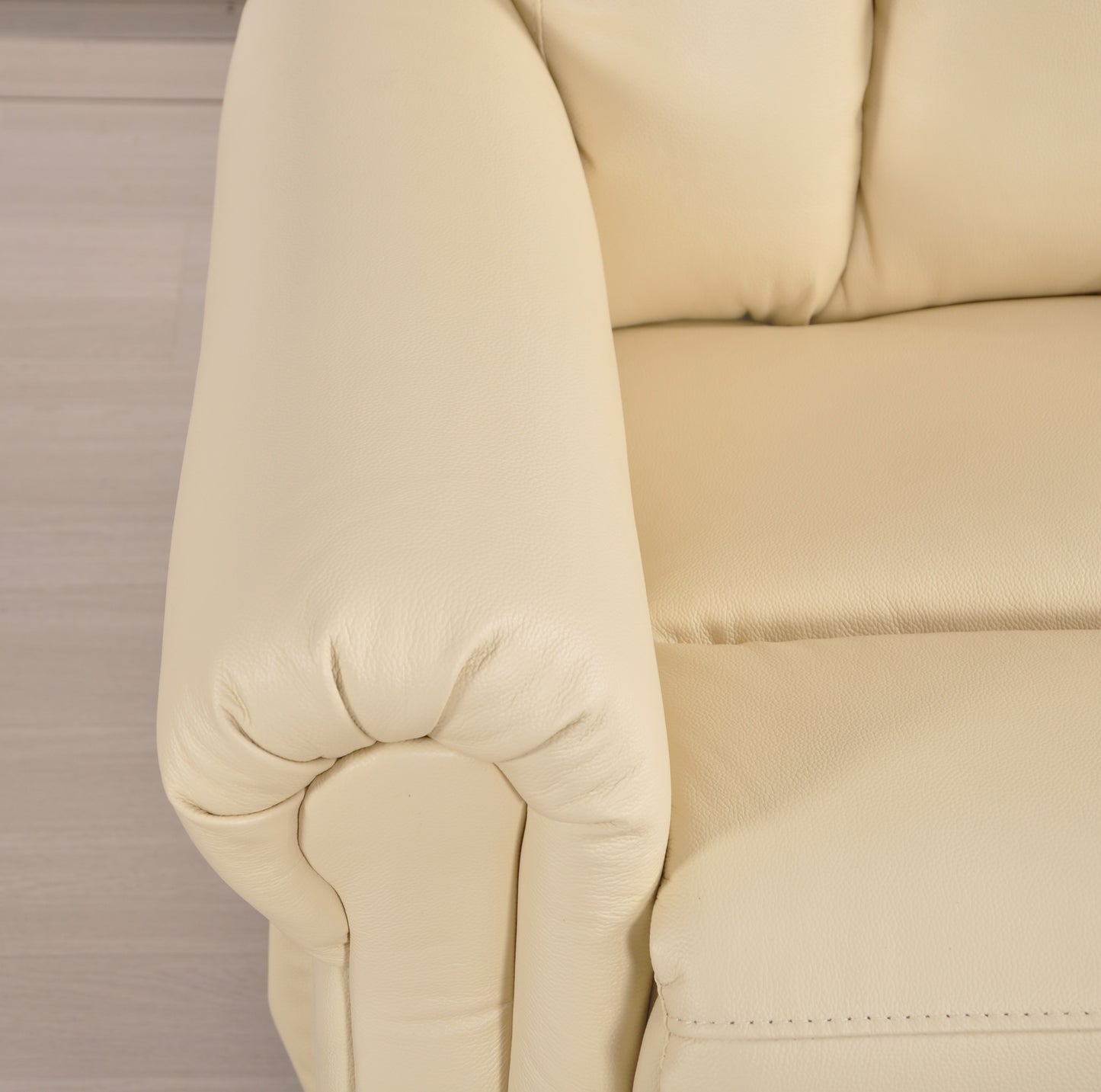 Hunson Genuine Leather Cream Rise & Recline Mobility Chair