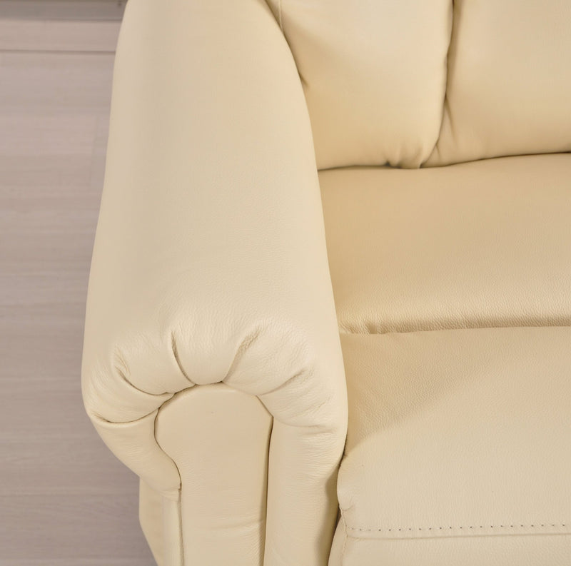 Hunson Genuine Leather Cream Rise & Recline Mobility Chair - Furniture Instore