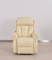 Hunson Genuine Leather Cream Rise & Recline Mobility Chair - Furniture Instore