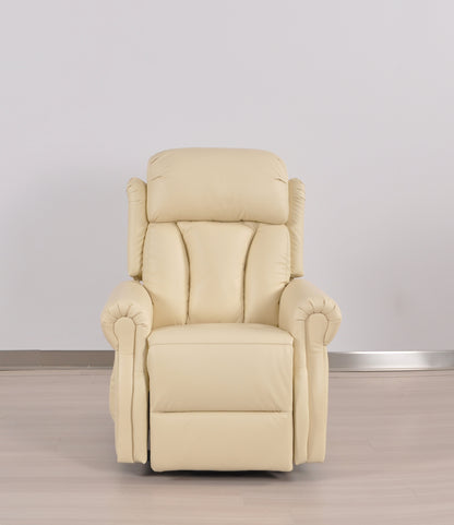 Hunson Genuine Leather Cream Rise & Recline Mobility Chair