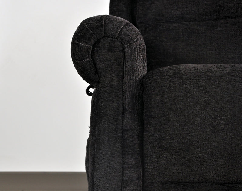 Kingsbury Black Fabric Rise & Recline Mobility Chair - Furniture Instore