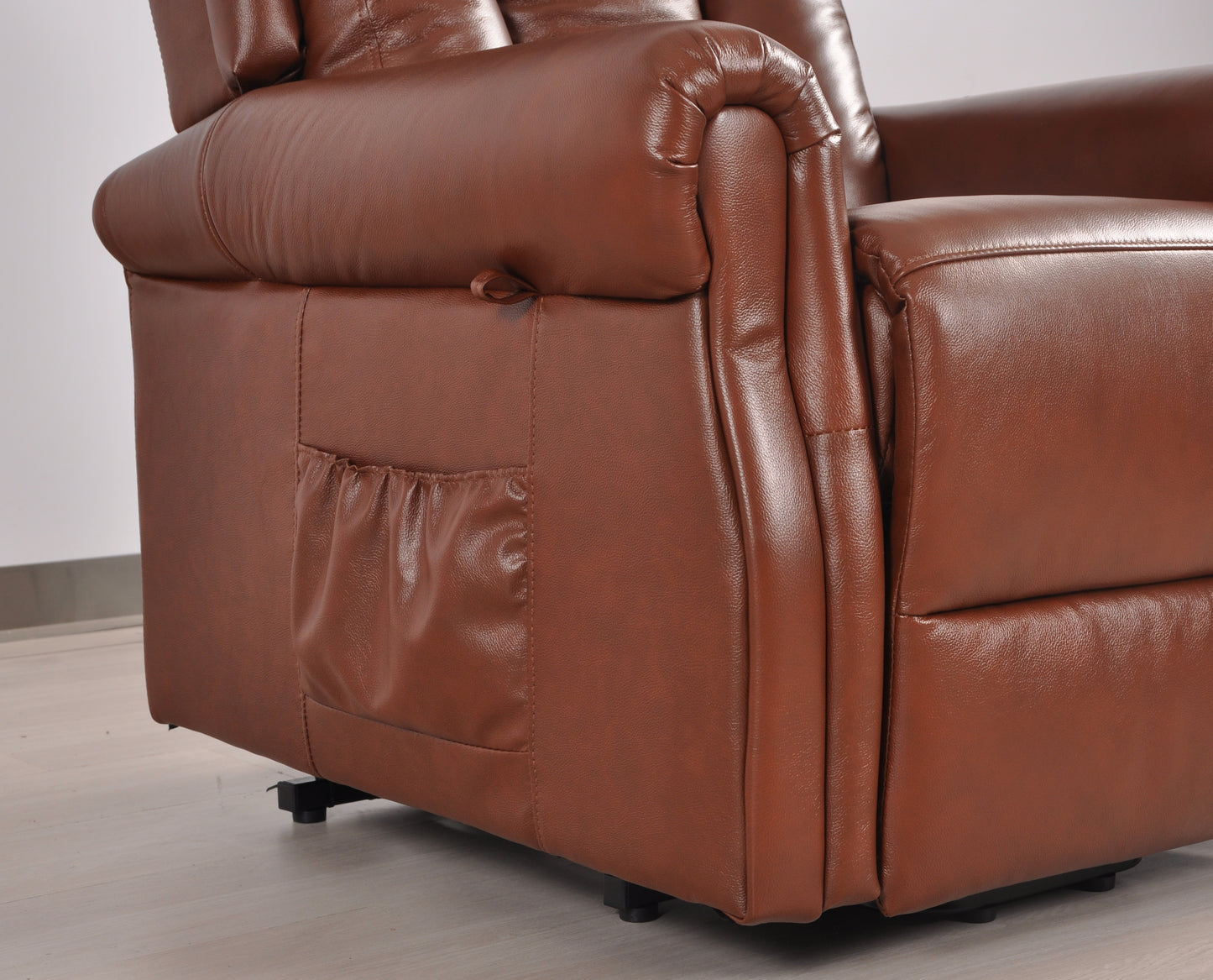 Hunson Genuine Leather Tan Rise & Recline Mobility Chair
