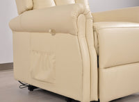 Hunson Genuine Leather Cream Rise & Recline Mobility Chair - Furniture Instore