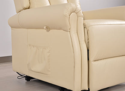Hunson Genuine Leather Cream Rise & Recline Mobility Chair