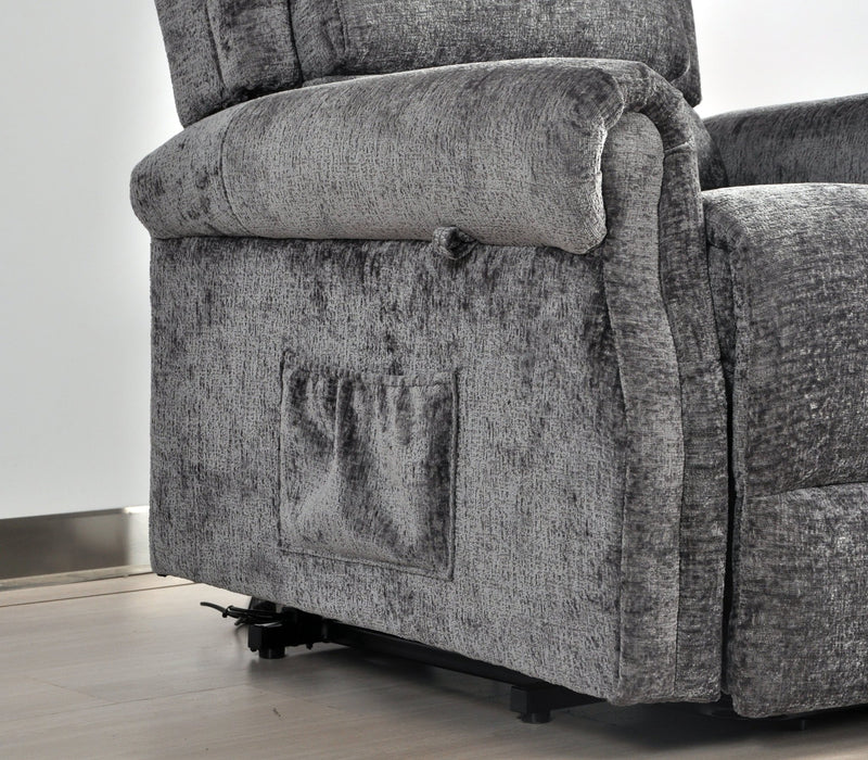 Kingsbury Light Grey Fabric Rise & Recline Mobility Chair - Furniture Instore