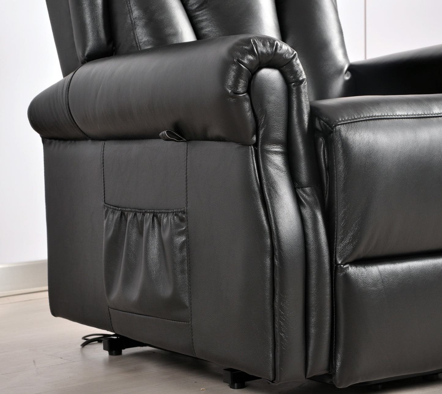 Hunson Genuine Leather Black Rise & Recline Mobility Chair
