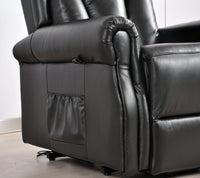 Hunson Genuine Leather Black Rise & Recline Mobility Chair - Furniture Instore