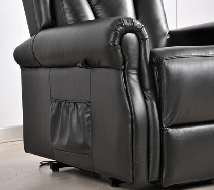 Hunson Genuine Leather Black Rise & Recline Mobility Chair