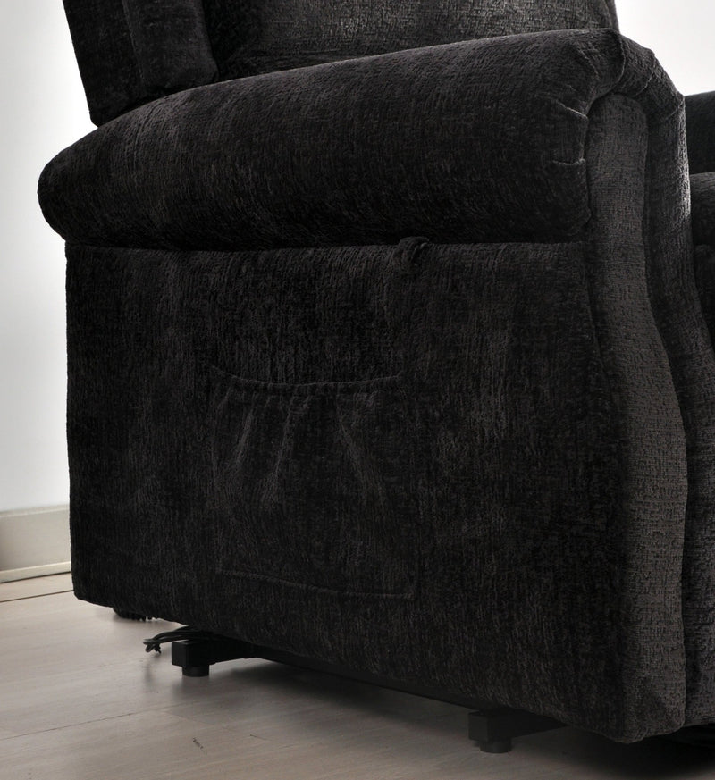 Kingsbury Black Fabric Rise & Recline Mobility Chair - Furniture Instore