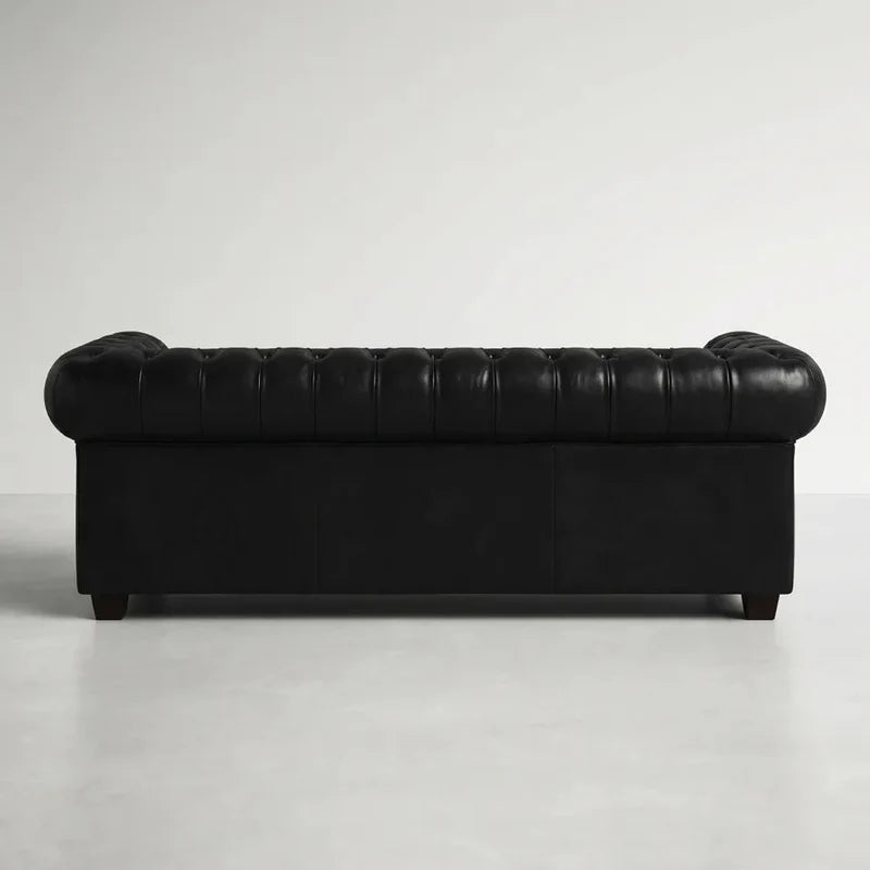 Chesterfield Black Leather Antique 3+2+1 Seater Sofa Set - view 3 - Furniture Instore