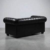 Chesterfield Black Leather Antique 2+2 Seater Sofa Set - view 4 - Furniture Instore