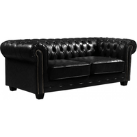 Chesterfield Black Leather Antique 3 Seater Sofa