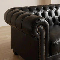 Chesterfield Black Leather Antique 2+2 Seater Sofa Set - view 1 - Furniture Instore
