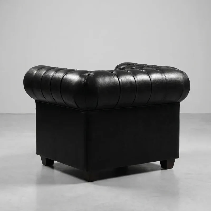 Chesterfield Black Leather Antique 2+1 Seater Sofa Set - view 4 - Furniture Instore