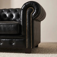 Chesterfield Black Leather Antique 3+1 Seater Sofa Set - view 2 - Furniture Instore