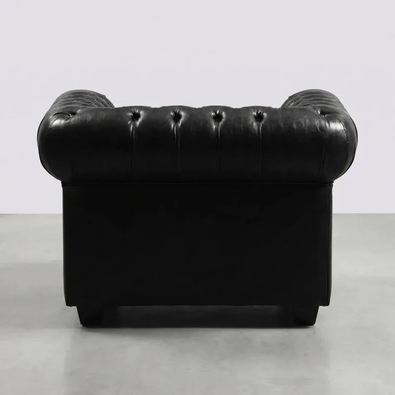 Chesterfield Black Leather Antique 3+2+1 Seater Sofa Set - view 5 - Furniture Instore