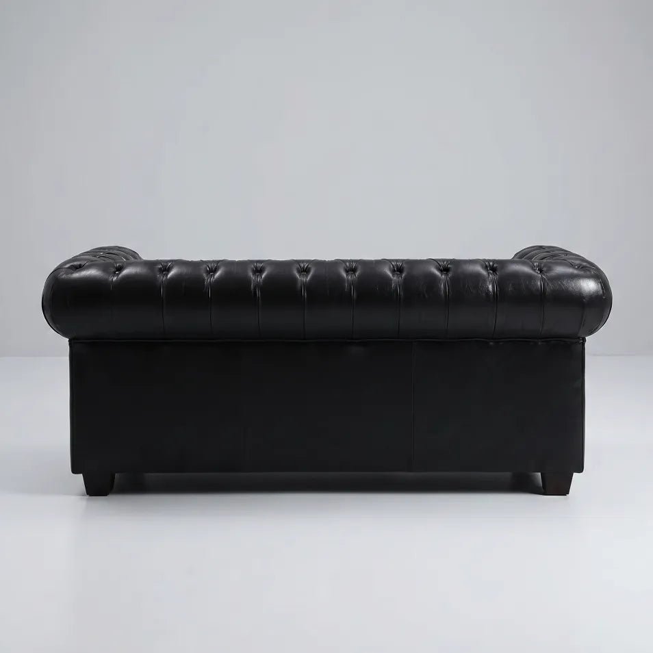 Chesterfield Black Leather Antique Armchair - Furniture Instore