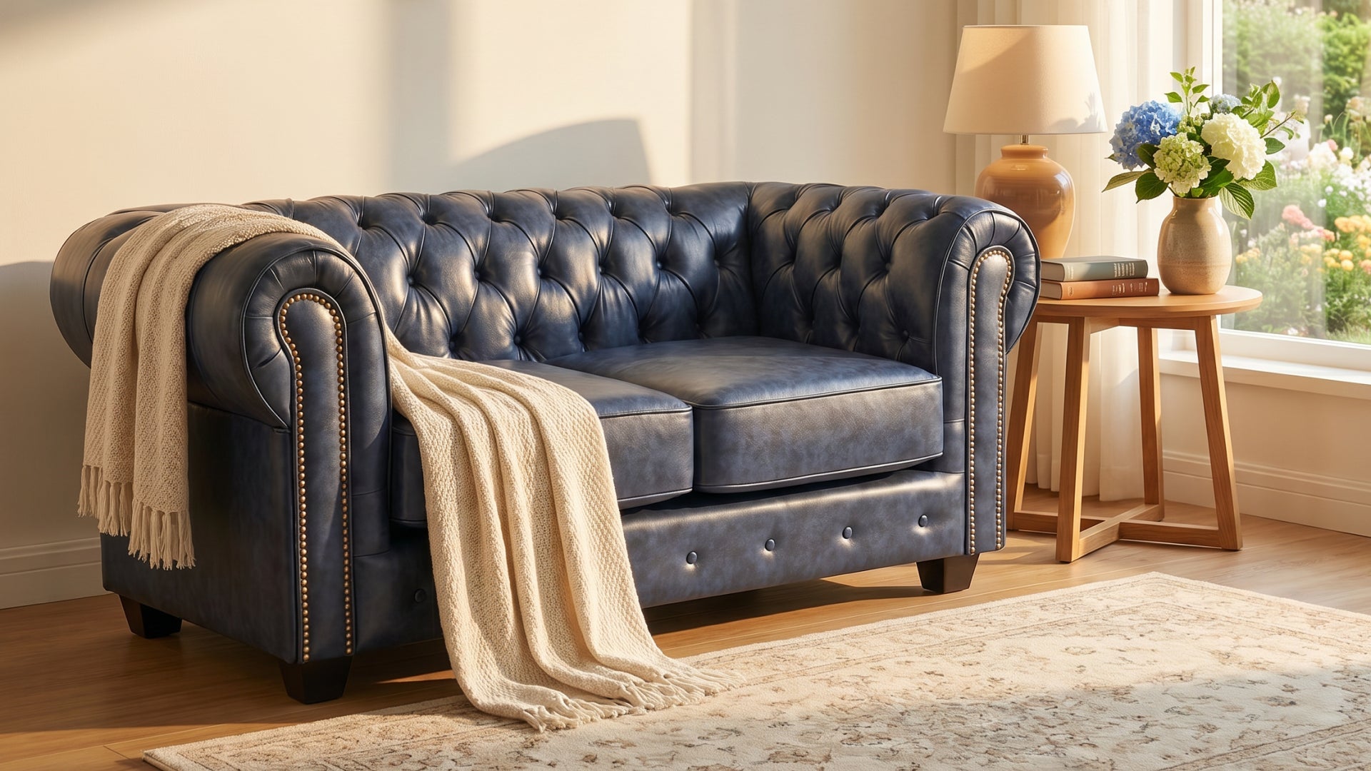 chesterfield-blue-leather-antique-2-seater-sofa