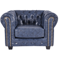 Chesterfield Blue Leather Antique Armchair