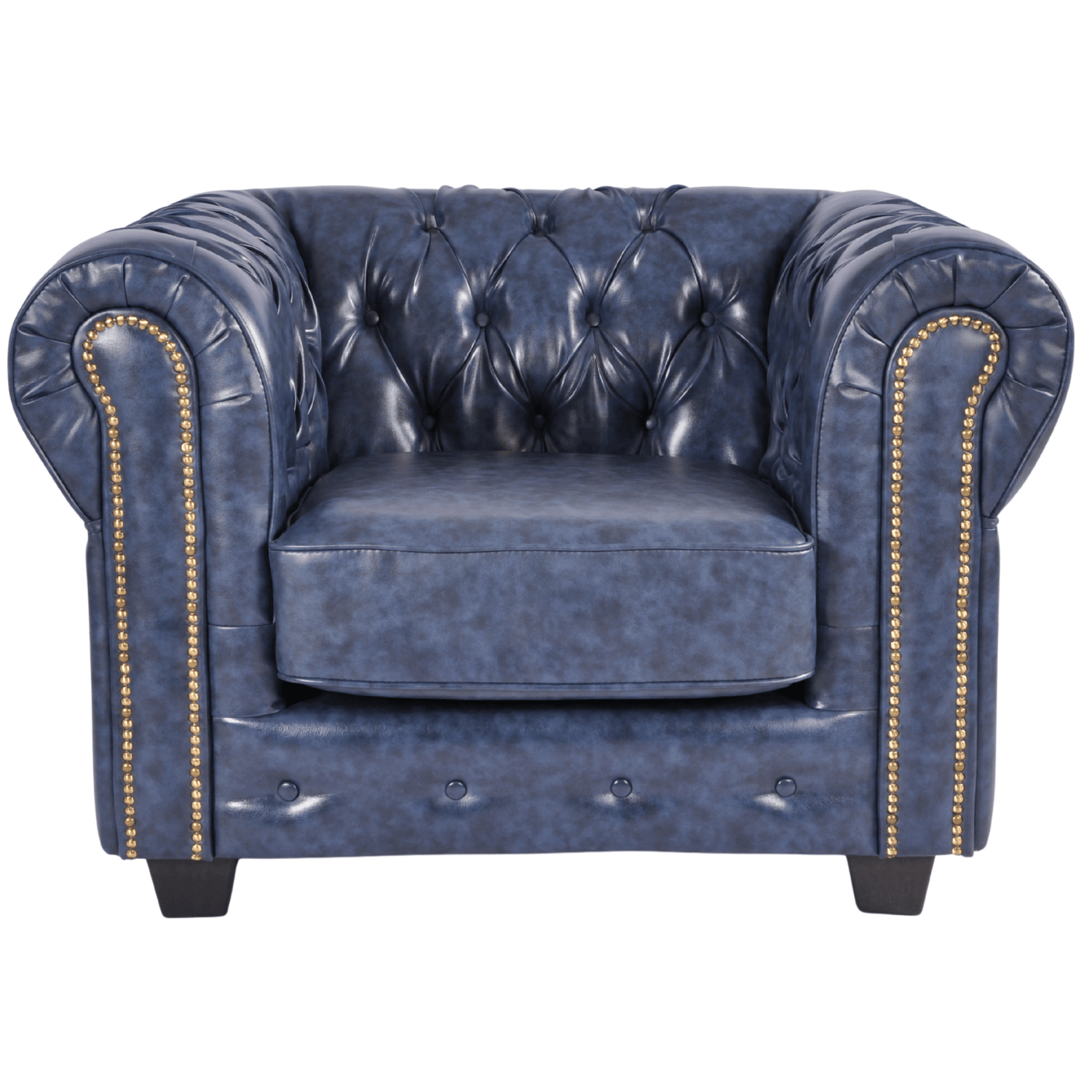 Chesterfield Blue Leather Antique 2 Seater Sofa - Furniture Instore