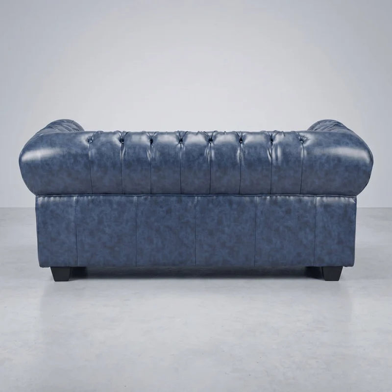 Chesterfield Blue Leather Antique 2+2 Seater Sofa Set - 2 Seater Sofa Corner Angle - Furniture Instore